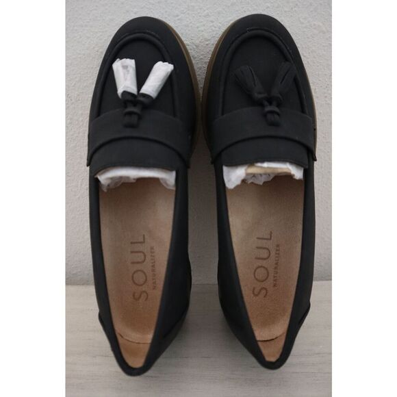 Soul x Naturalizer Women Sz 6M Black Nubuck Leather Josie Platform Loafers - Picture 2 of 11